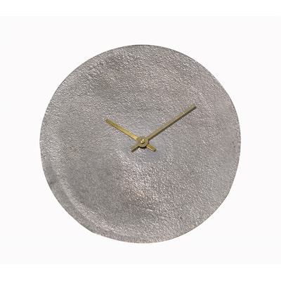 Sm. Aluminum Table Clock Nickel 8"Dia - ST - Raw Nickel