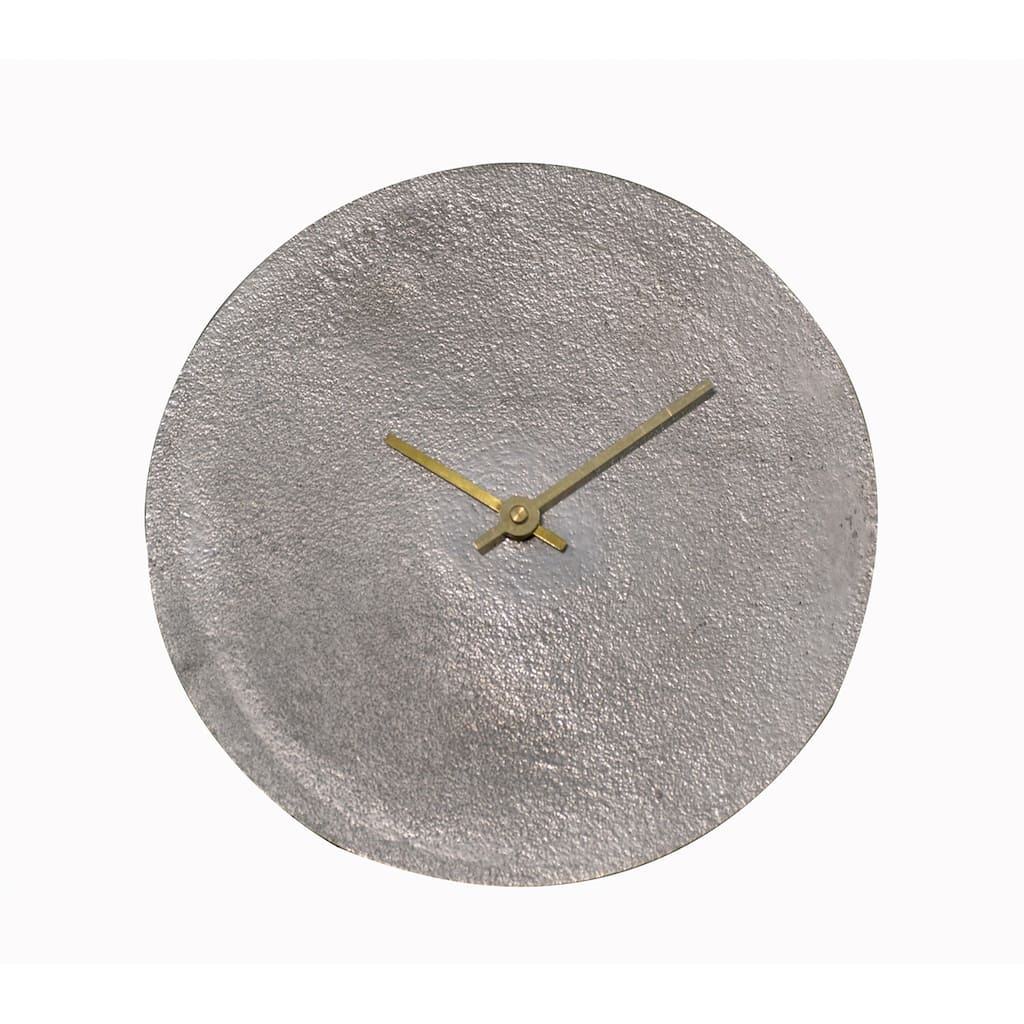 Sm. Aluminum Table Clock Nickel 8"Dia - ST - Raw Nickel