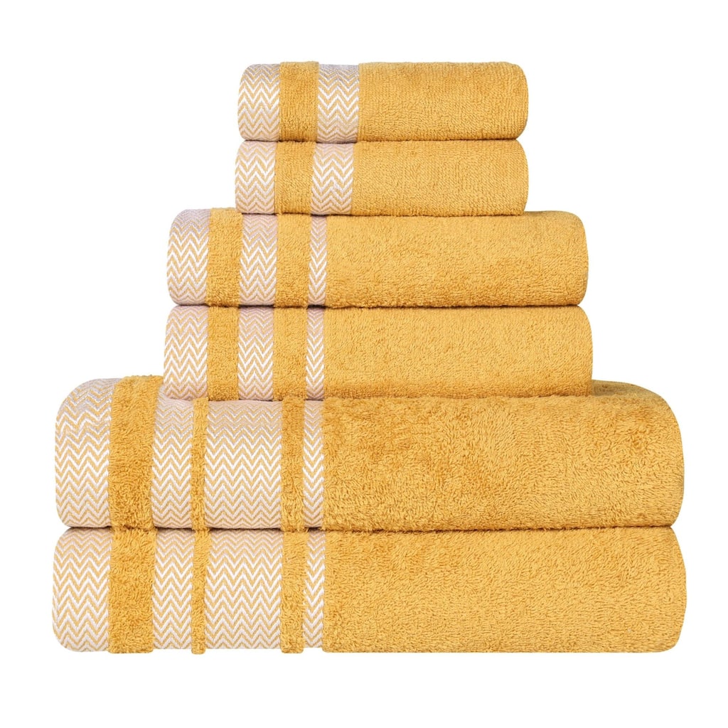 Blue Nile Mills Ringspun Cotton Medium-Weight 6-Piece Towel Set with Decorative Border