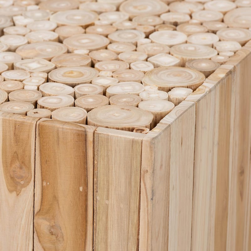 Grayson Bohemian Natural Teak Wood Coffee Table with Unique Repurposed Wood Logs