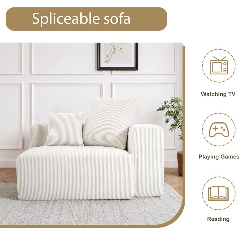 Corduroy Upholstered Modular Sectional Sofa with Ottoman