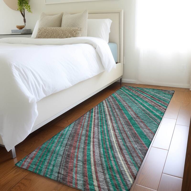 Premium Washable Super Soft Modern Flow Mayfield Rug - Emerald - 2'3" x 7'6"