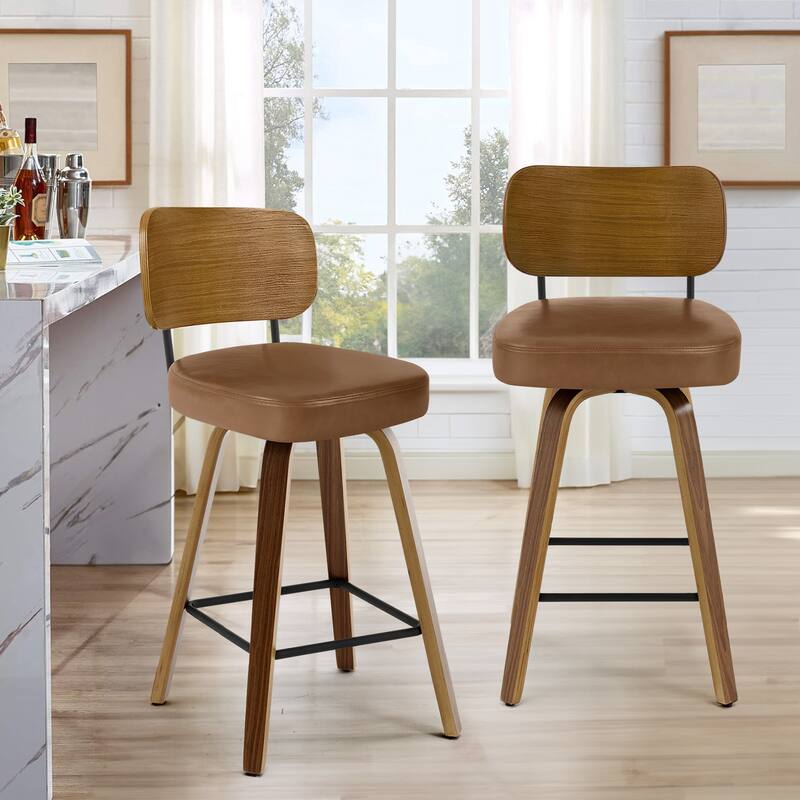 26" Swivel Upholstered Counter Height Bar Stool - 36.4" H x 17.1" W x 20" D