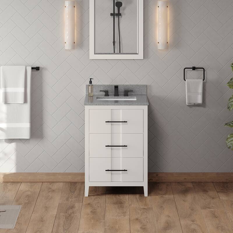 Jeffrey Alexander VKITKAT24R-MARBLE Katara 24" Free Standing Vanity - White / Steel Grey - Painted