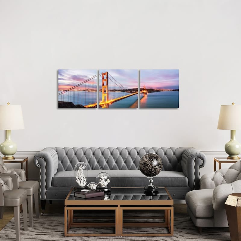 iCanvas "Golden Gate Bridge At Dawn, San Francisco" by Matteo Colombo 3-Piece Canvas Wall Art Set