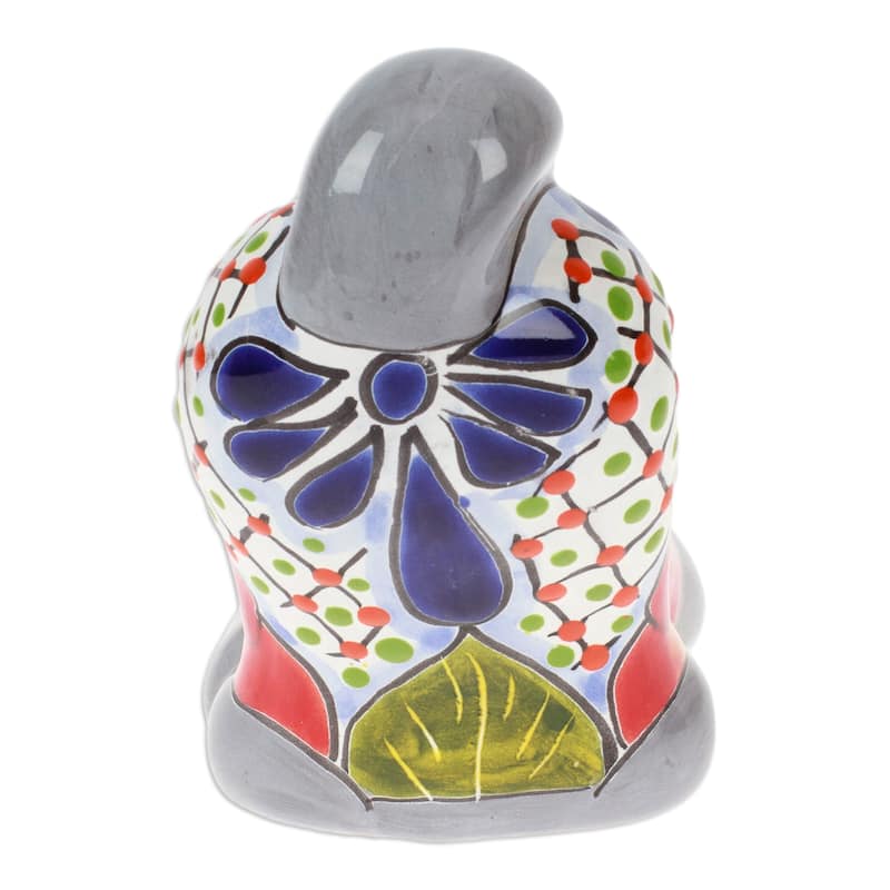 Novica Handmade Feline Stretching Ceramic Figurine