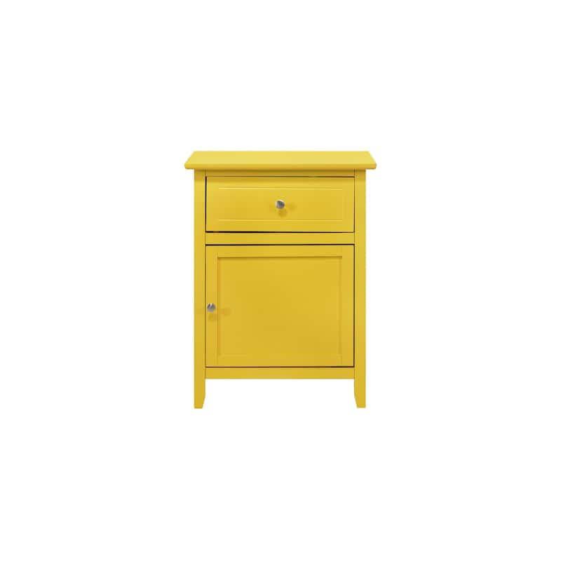 Yellow Nightstand 25x19x15 Compact Transitional Bedside Table with Three Drawers and Easy Assembly for Bedroom Storage