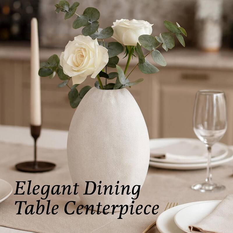 Aria Home Rotund White Textured Polyresin Vase for Modern Decor