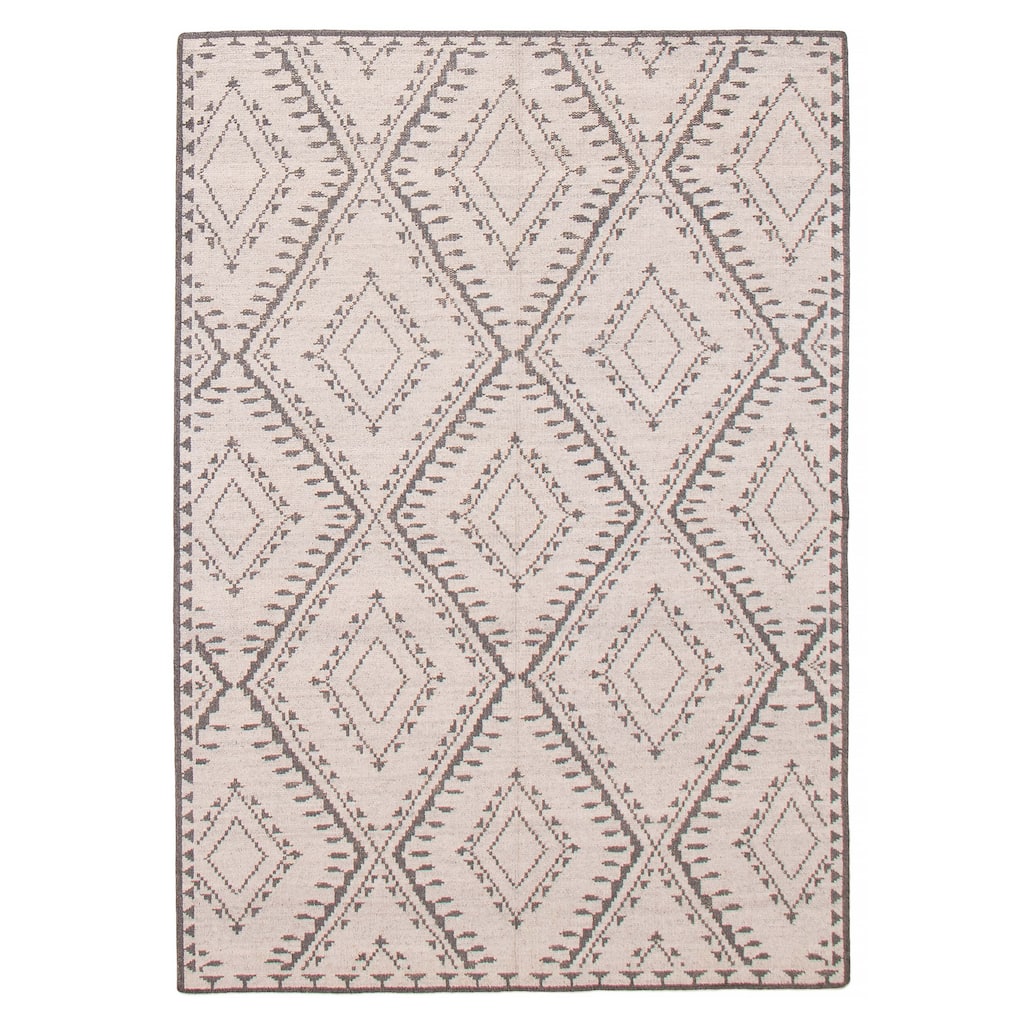 ECARPETGALLERY Hand-knotted Tangier Light Grey Silk Rug - 5'6 x 7'10