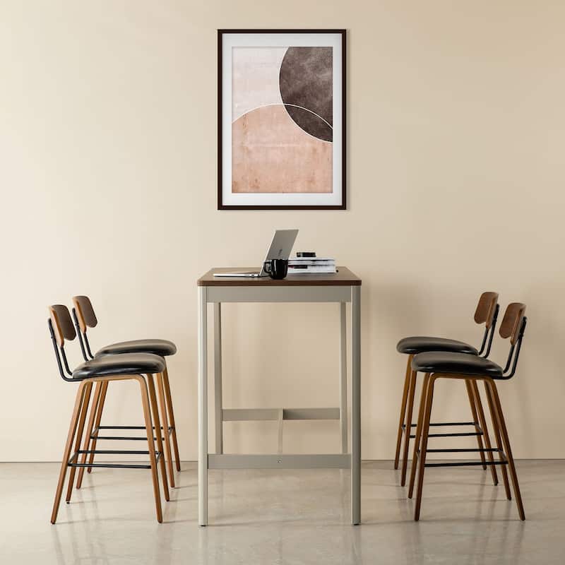 Glitzhome 40"H Rattan Back Swivel Bar Stool with Metal Legs Set of 2/4