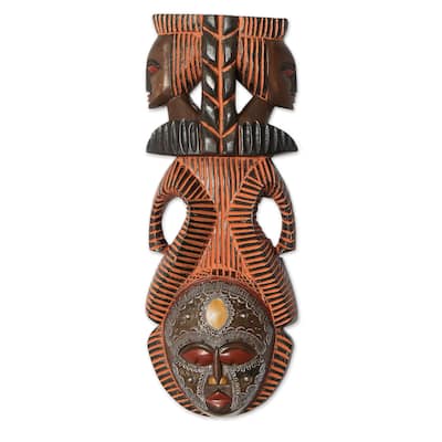 Novica Handmade Vigilant Woman African Wood Mask