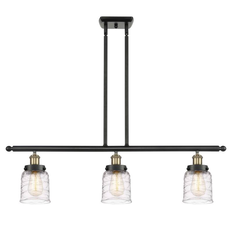 Innovations Lighting 916-3I-10-36 Bell Linear Bell 3 Light 36" Wide - Black Antique Brass / Deco Swirl