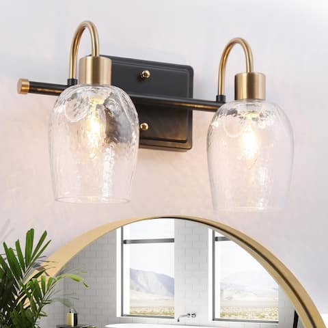 1/2/3/4-Light Mid-Century Modern Bathroom Vanity Light Black Gold Wine Glass Wall Sconces