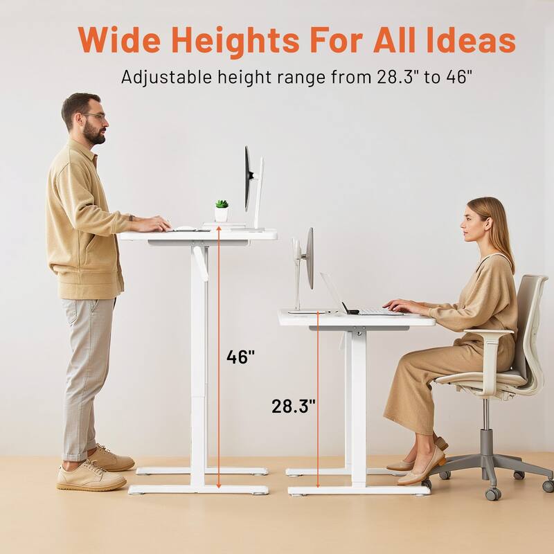 Computer Desk 48 Inch Home Office Bedroom Writing Study PC Table with Fabric Drawers Storage Shelves Space Side Bag