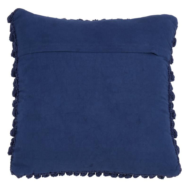 Cotton Throw Pillow With Crochet Pom Pom Design And Down Filling