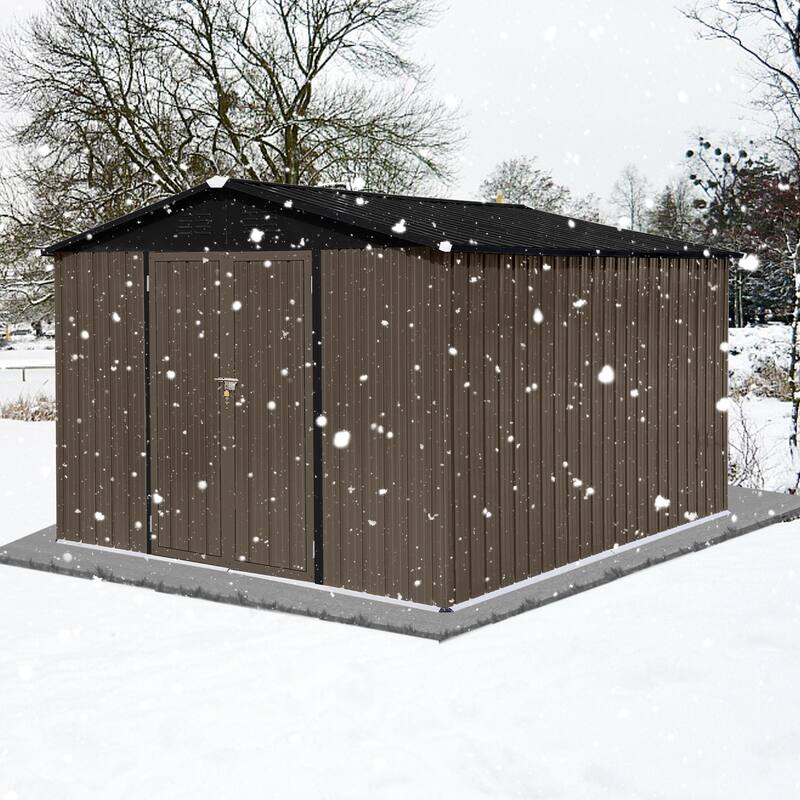 10ftx8ft Metal Garden Outdoor Sheds Tool Storage Shed with Door
