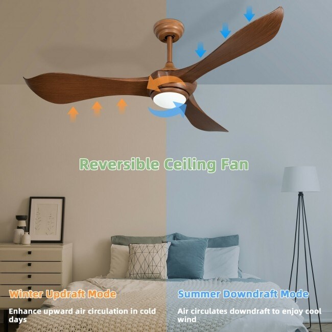 52 Inch Ceiling Fan with Light Reversible DC Motor - 52-inch