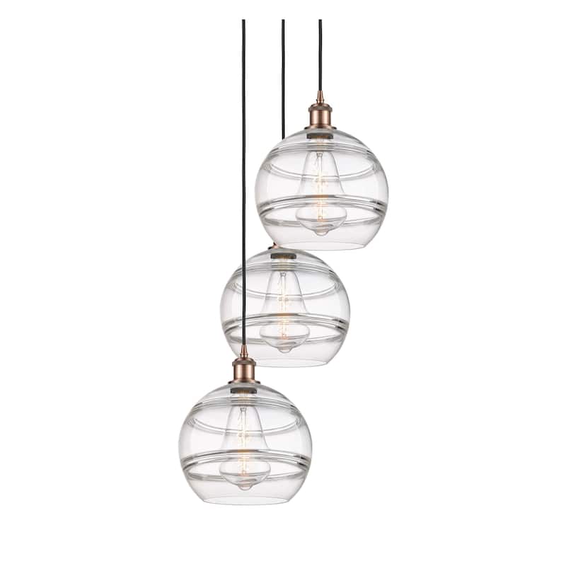 Innovations Lighting 113B-3P-36-17 Rochester Pendant Rochester 3 Light - Antique Copper / Clear
