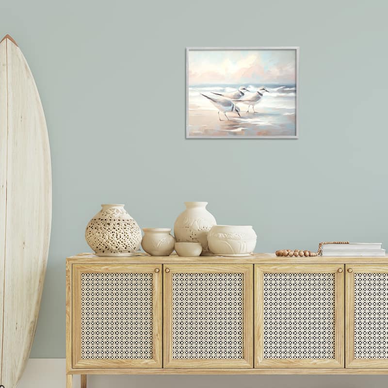 Stupell Sandpipers Under Warm Beach Sun Framed Giclee Art Design By Ramona Murdock