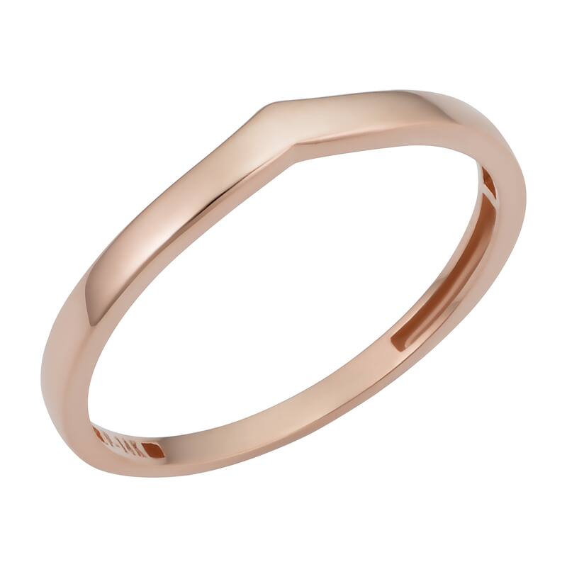 Fremada 14k Yellow White or Rose Gold 3.25 millimeter Chevron Midi Stackable Minimalist Ring - 9 - Rose
