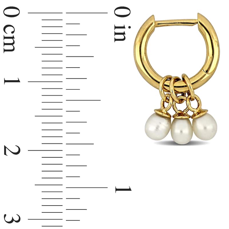 Miadora 3-3.5mm Cultured Freshwater Pearl Huggie Earrings in Yellow Plated Sterling Silver