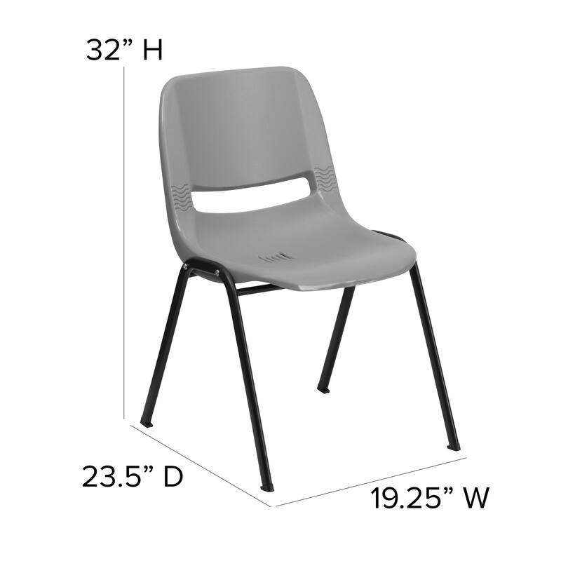880 lb. Capacity Ergonomic Shell Stack Chair with Metal Frame