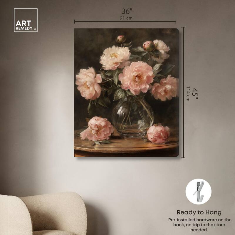 Vintage Velvet Vase Canvas by Art Remedy, Gallery Wrapped