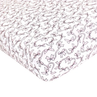 Hudson Baby Infant Girl Cotton Fitted Crib Sheet, Pink Bows, One Size - Pink Bows - One Size
