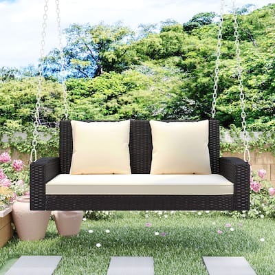 2-Person Wicker Hanging Porch Swing