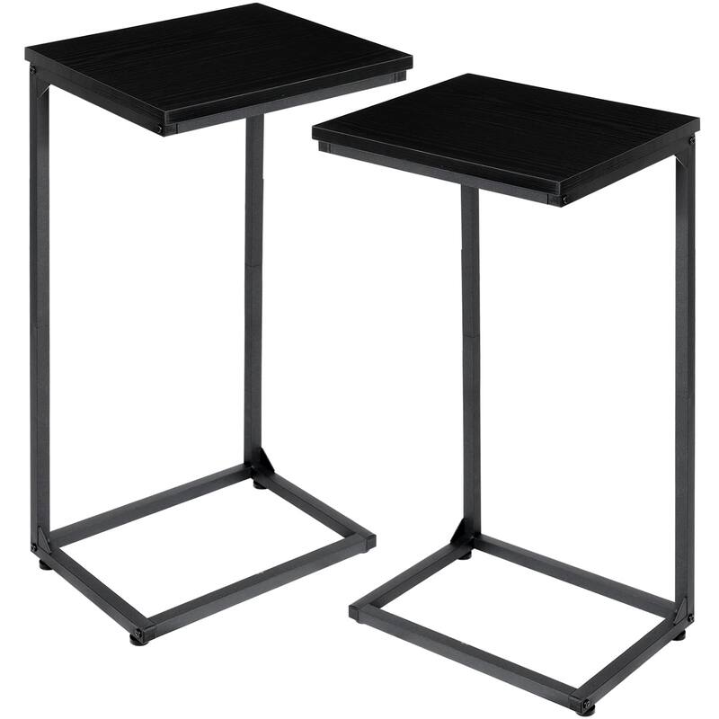C Tables End Table, TV Trays Set of 2, Couch Table for Small Space, Bedside Tables for Living Room, Bedroom, Office - Black
