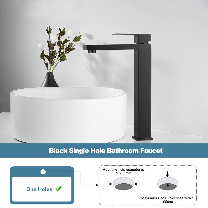WOWOW Single Handle Single Hole High Arc Bathroom Vessel Faucet