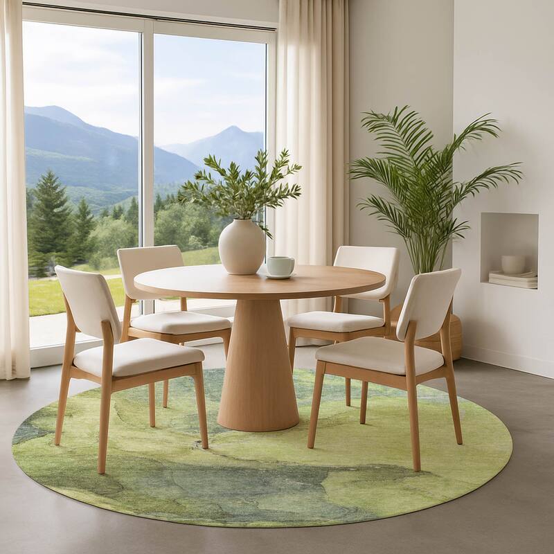 Premium Washable Super Soft Abstract Watercolor Mayfield Rug - Green - 8' x 8'