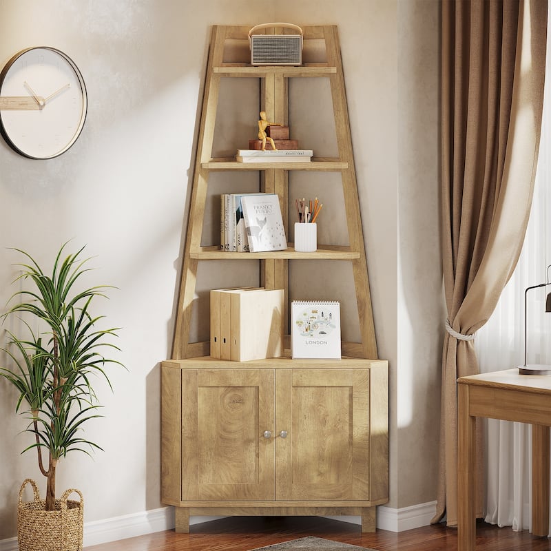5-Tier Corner Shelf with Cabinet