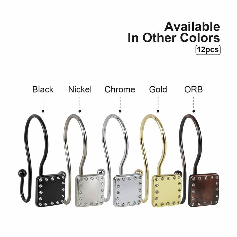 Utopia Alley Shower Hooks, Double Shower Curtain Hooks for Bathroom, Crystal Design, Set of 12
