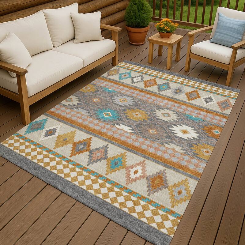 Machine Washable Indoor/ Outdoor Global Clemente Chantille Rug
