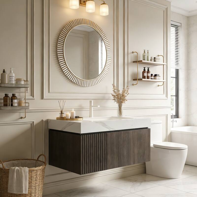 Floating Storage Bathroom Vanity with 1 Pre-drilled Faucet Hole