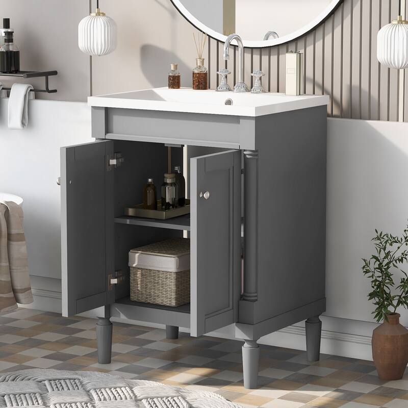 24'' Freestanding Bathroom Vanity Set with Shelf - 24" x 34" in.