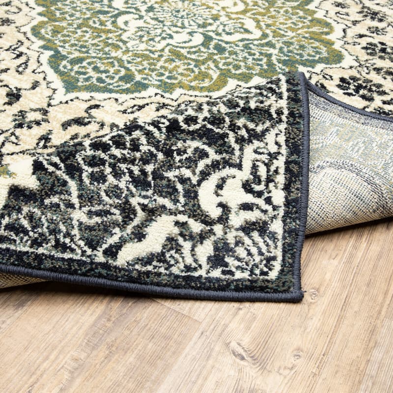 Style Haven Prentiss Overscale Medallion Ivory/ Navy Area Rug