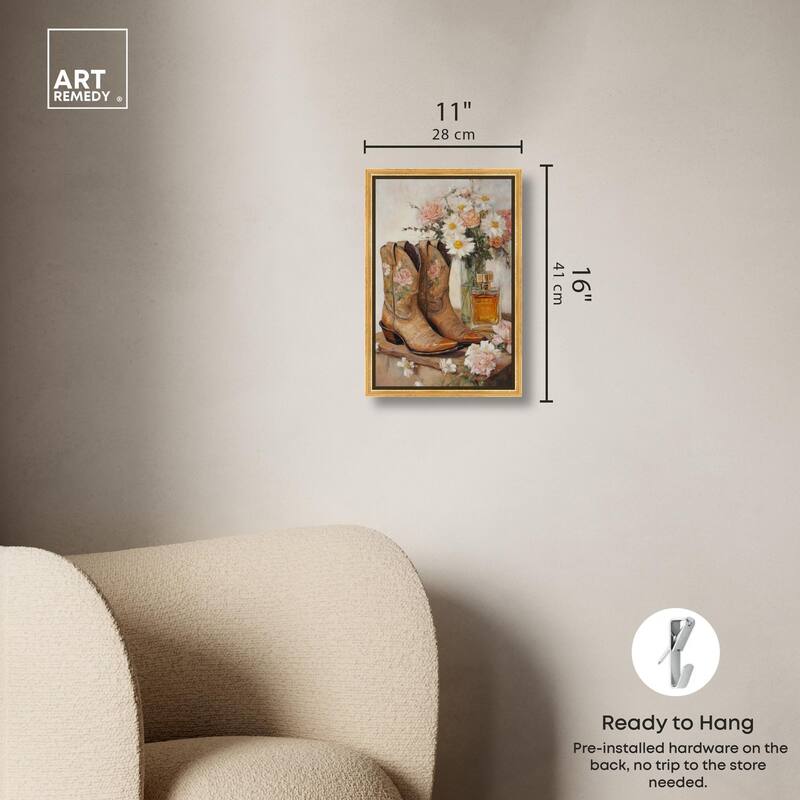 Delicate Floral Boots II Canvas by Art Remedy