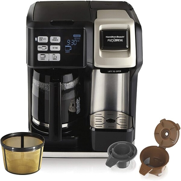 Single cup and full pot coffee maker top