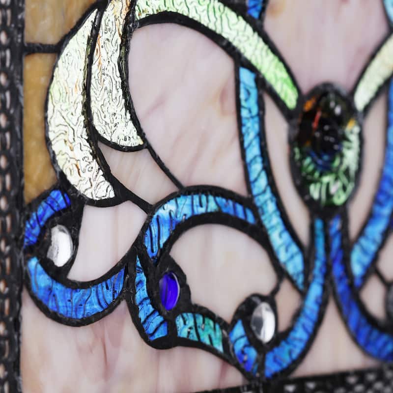 River of Goods Brandi's Amber Stained Glass 26-inch Window Panel - M
