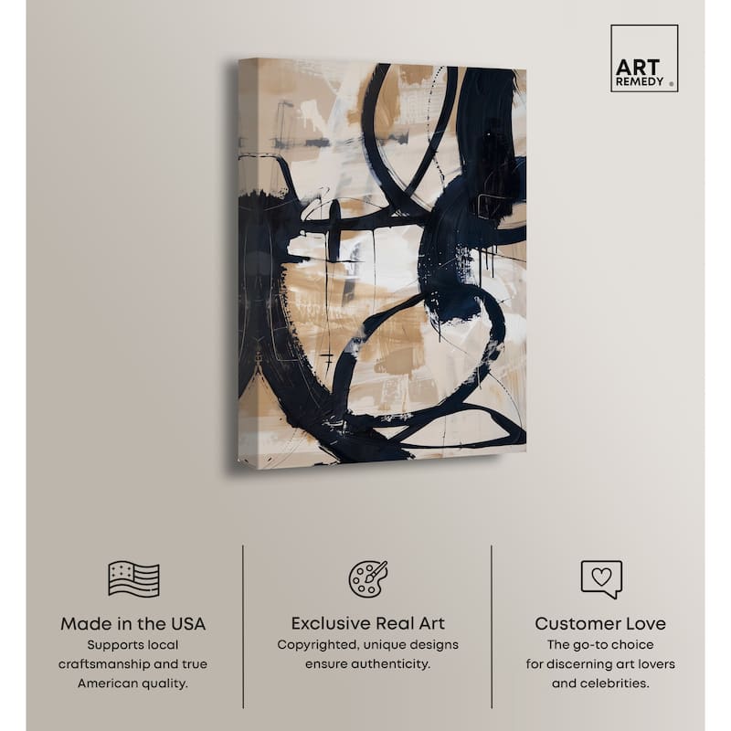 Art Remedy Flowing Ii Gallery Wrapped Abstract Shapes 1 Piece Canvas Wall Art