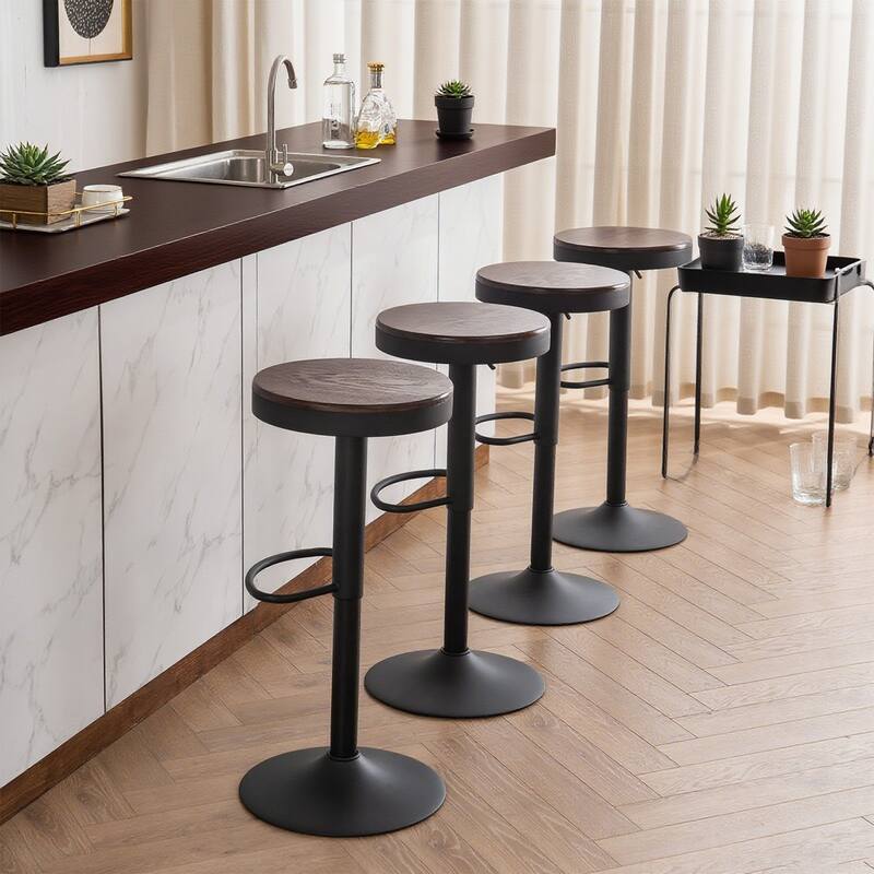 Bar Stools set of 2, Swivel Bar Chairs with Footrest for Kitchen Island