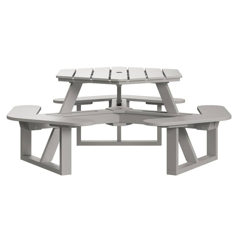 Shoreline Hexagon Picnic Table - Cove Gray
