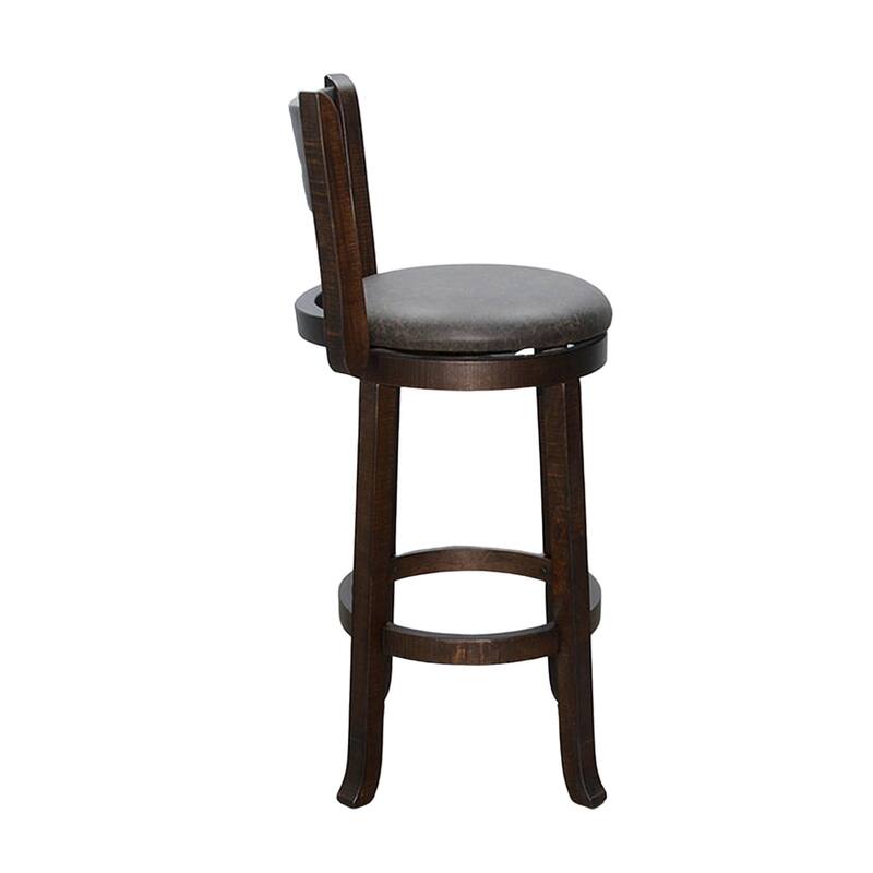 Flint Swivel Barstool Chair Set of 2, Faux Leather, Brown Mahogany