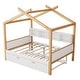 preview thumbnail 5 of 5, Full Size Wooden House Bed, Kids Bed Frame with 2 Drawers and Bookshelf Storage Space