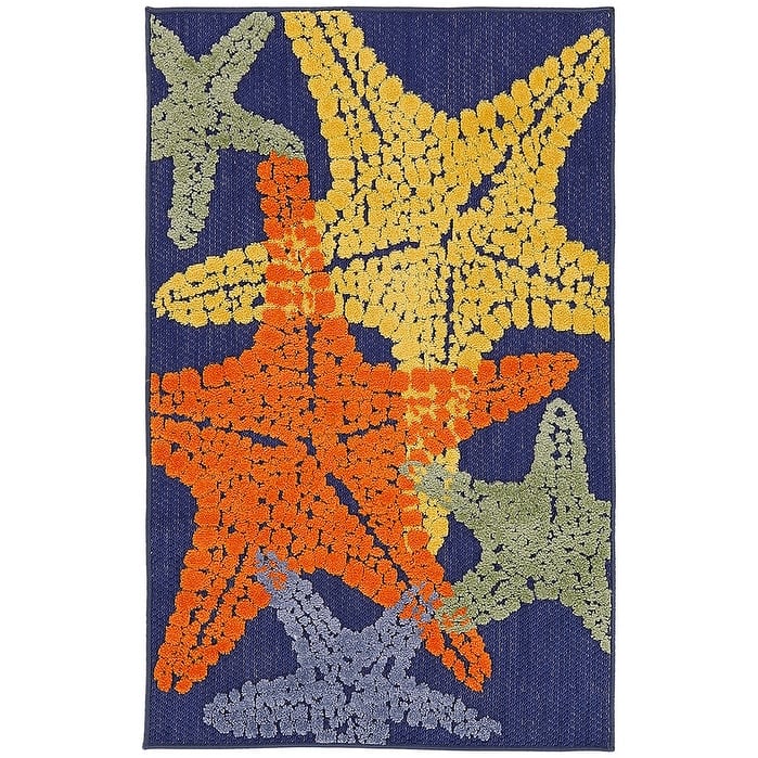 Aloha Coastal Starfish Beach Indoor/Outdoor Area Rug - 2'8"x4' - Blue/Multi