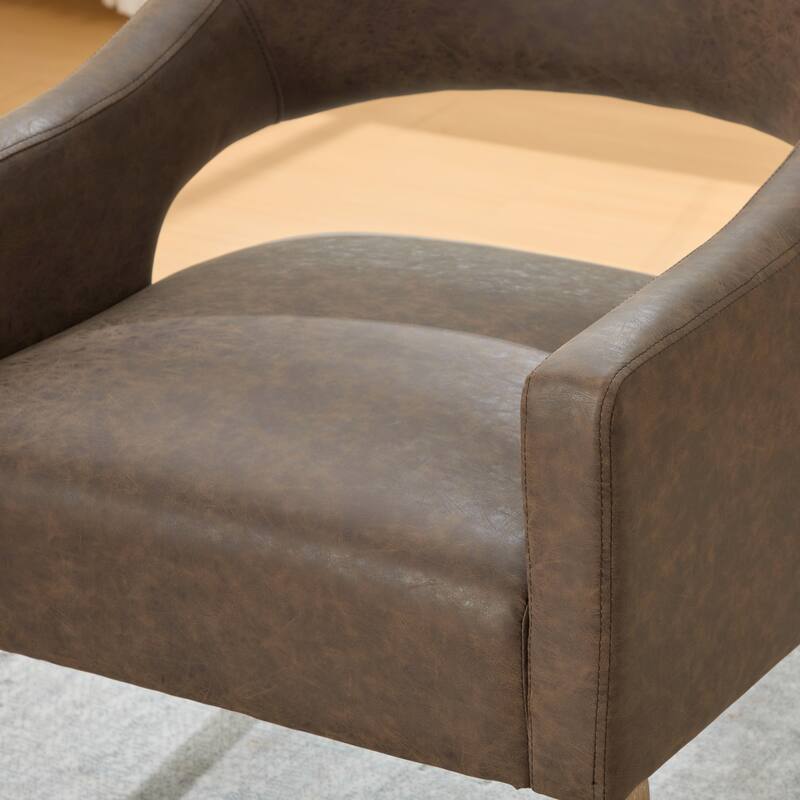 26.3"W PU Leather Accent Chair,Modern Armchair with Wood Legs