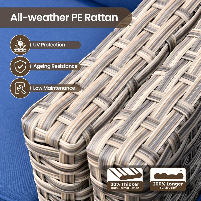 XIZZI 8-Piece Outdoor Wicker Furniture Sectional Swivel Chairs Set