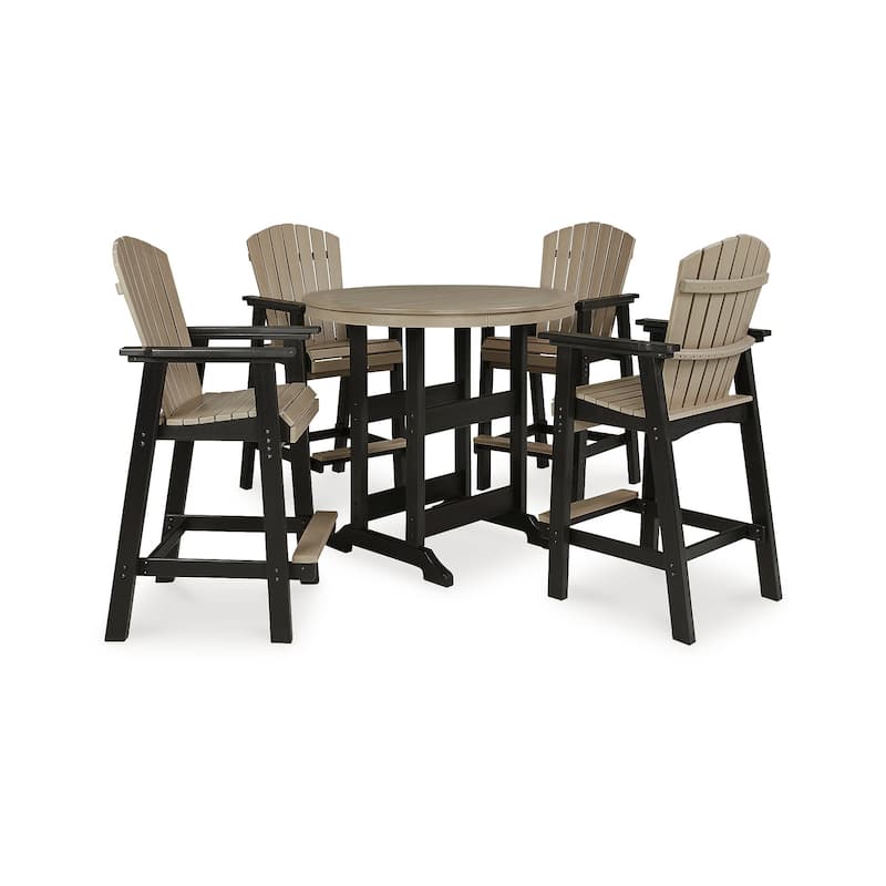 Signature Design by Ashley Fairen Trail Black/Driftwood 5-Piece Outdoor Dining Package - 45.13" W x 45.13" D x 42" H